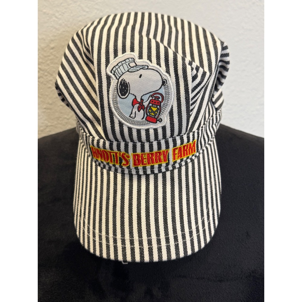Knotts Berry Farm Snoopy Conductor Hat Hickory Stripe Peanuts Worldwide Cap